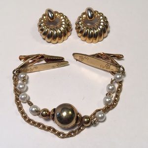 Vintage sweater clip, earrings